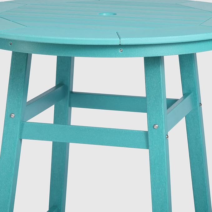 WestinTrends Outdoor 35" HDPE Round Patio Counter Height Bar Table, Turquoise