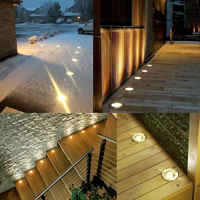 SUNRIVER Low Voltage Landscape Lights,1W Outdoor In-Ground Lights 12V-24V LED Landscape Lighting for Paver, Deck, Step, Garden, IP67 Waterproof (6 Pack Warm White)