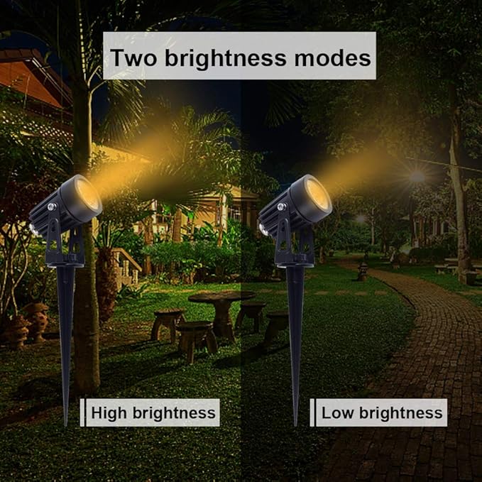 APONUO Metal Outdoor Solar Landscape Lights, Waterproof Spotlight 6-in-1 for Yard Landscape Lighting, Auto On/Off for Pathway, Driveway, Patio, Warm White