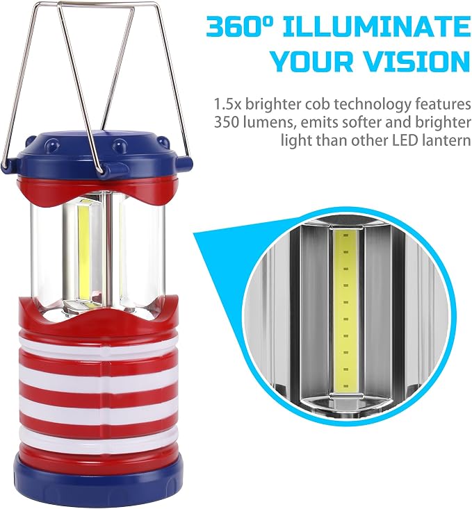 Lichamp LED Camping Lantern, 4 Pack Battery Powered Flashlight for Power Outages, Portable Collapsible Hanging Light Essential for Home, Outdoor, Emergency Lamp Survival Kit Gear for Hurricane, C2
