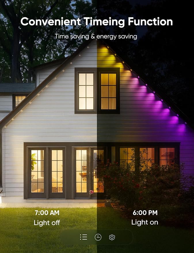 RGBW Permanent Outdoor Lights for House 100ft, with 72 LED Bulbs | IP65 Waterproof, 54 Scene Modes, 2700K Warm White, Individual Control, Permanent Lights Compatible with Alexa, Google