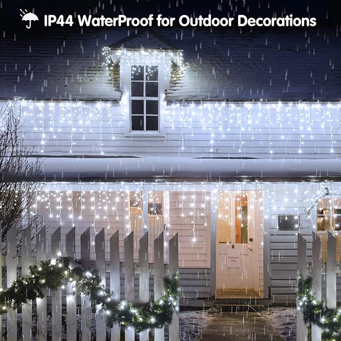 Led Christmas Lights Outdoor Christmas Decorations Hanging Light 400LED 8 Modes 75 Drops, Waterproof Outdoor Indoor Fairy Christmas Lights for Party, Holiday, Wedding, Eaves Decorations (CoolWhite)