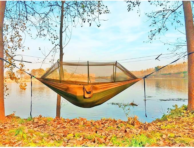 Sunyear Camping Hammock with Rain Fly and Net - Outdoor Hammock Accessories-Hammock Tent for Outside-Keep Side Wind&Rain-Large and Heavy Duty