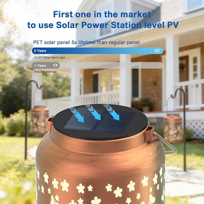 JEJOT Butterfly Solar Lanterns Outdoor Waterproof,Birthday Gift for Women | Gifts for Mom Grandma, Metal Hanging Solar Light for Yard Garden Porch Landscape Deconration-1Pack