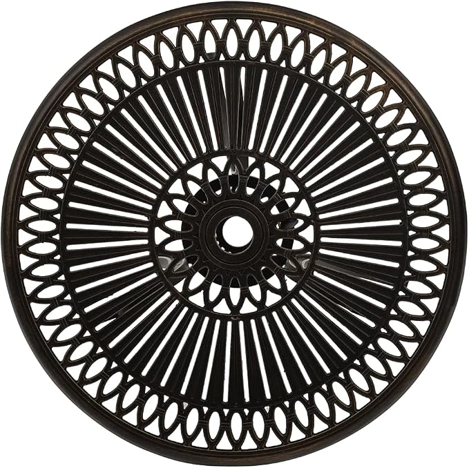 (Fast Delivery) Cast Aluminum Dining Table Outdoor Retro Bistro Table Round Dining Table with Umbrella Hole for Patio or Garden Garden Table Bronze 24.4"x24.4"x25.6" Cast Aluminum