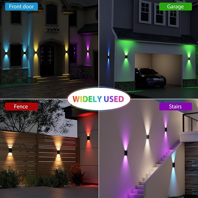 Solar Lights Outdoor,8 Lighting Modes Dusk to Dawn Lighting Wall Sconce IP67 Waterproof Up and Down Solar Wall Light Front Door Light for House, Garage, Porch,Doorway,Fence,Festival Decor (6 PACK)