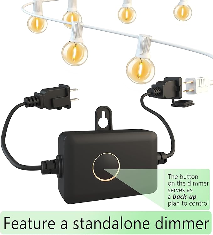 White Outdoor String Lights 30FT (1FT Apart) Remote for Patio Wedding Party | Connectable Waterproof Outside Lighting with 28 Globe Bulbs Remote Dimming & 3 Modes,Timmer for Porch Bistro Fence Backyard