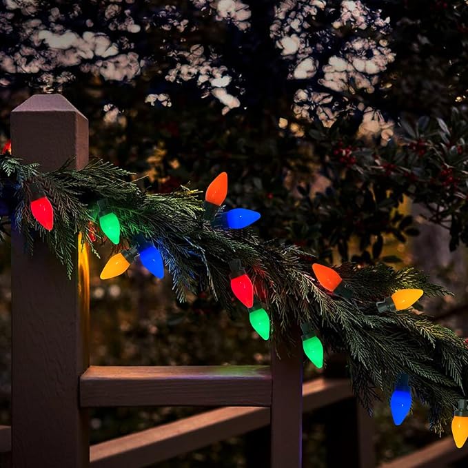 C9 LED Christmas Lights Outdoor, 25Ft Multicolor String Light with 25 LED Colored Light Bulbs, Vintage Christmas Lights for Indoor Outdoor Xmas Tree Roofline Party Wedding Patio Decor