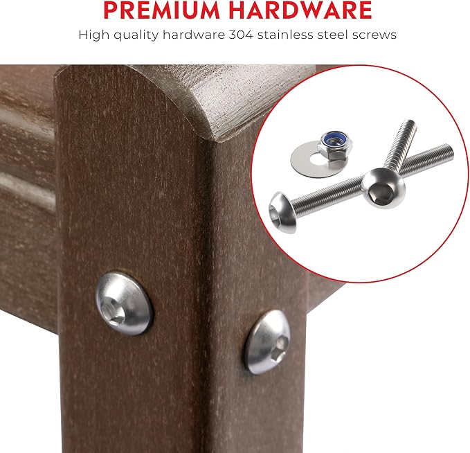 Costaelm Outdoor Side Table, 2-Tier Small Patio Coffee Tables for Outside, Outdoor End Tables for Patio, Adirondack Side Table for Outside, Outside Table for Pool, Porch, Garden, Dark Brown