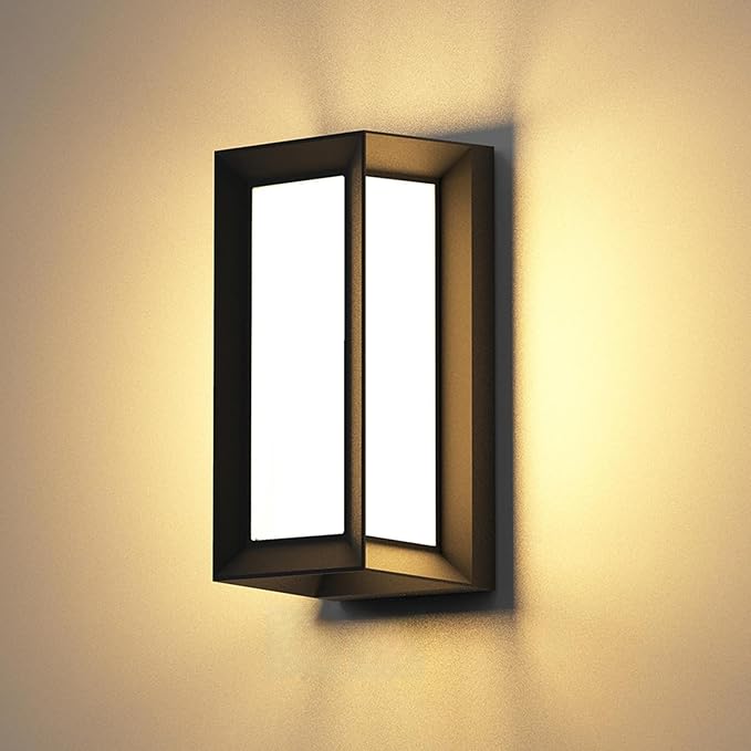 Dusk to Dawn Outdoor Wall Light, 3000k Black Exterior Wall Fixtures,Modern Exterior Wall Sconce LED,Ouside Light for House Garage Walkway Backyard Garden