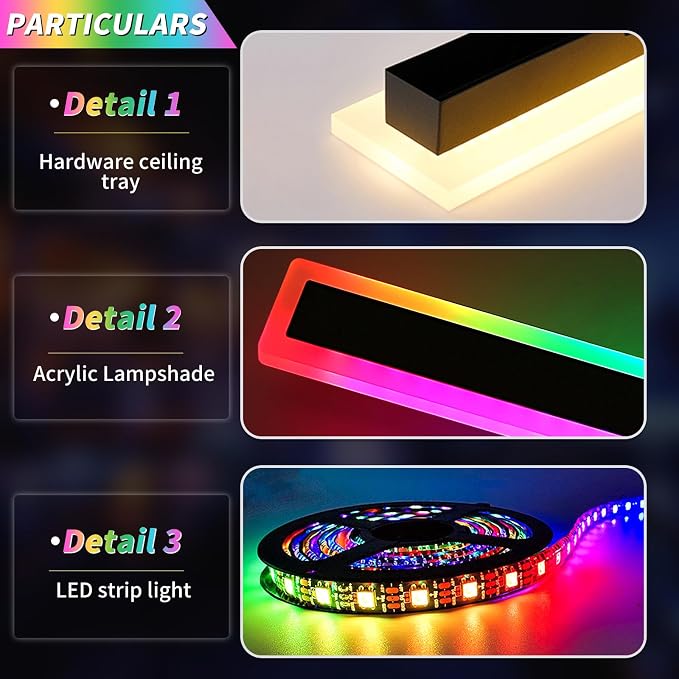 57inch Long LED Outdoor Wall Light, RGB Exterior Lighting Fixture, Dimmable Modern Wall Sconce, 10 Colors, IP65 Waterproof, Wall Mounted Lamps for Porch, Garage, Yard, with Remote Control