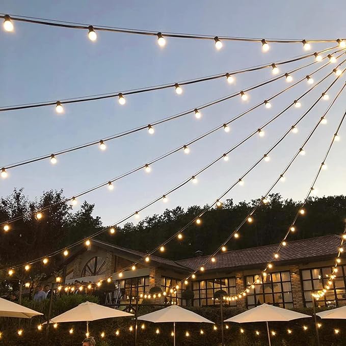 GOOTHY Outdoor String Lights, 100Ft G40 Globe Patio Lights Waterproof with 100 Warm White Bulbs, Connectable Hanging Backyard Light for Outside Garden Balcony Holiday Party Decor-Black