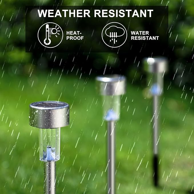 Solar Lights Outdoor Waterproof, Solar Garden Lights, Multicolor, 12 Pack | Outdoor Solar Lights Stainless Steel LED Landscape Lighting Decorations for Yard Pathway Patio Lawn