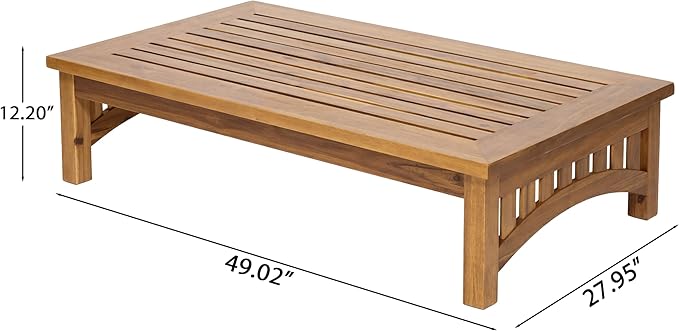 Merax 4-Piece Mid-Century Modern Acacia Wood Patio Seating Set | Outdoor Conversation Set with Loveseat, Club Chairs & Slatted Coffee Table, Weather-Resistant Cushions for Deck Poolside
