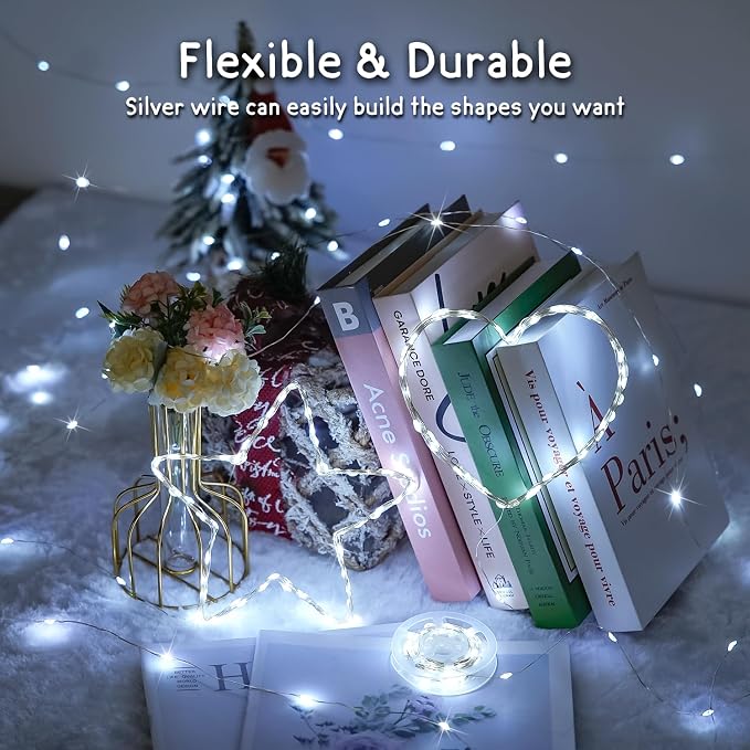 JMEXSUSS 2 Pack Solar String Lights Outdoor Total 66FT 200LED Fairy Lights | Outdoor Waterproof, 8 Modes Solar Christmas Lights for Outside Garden Tree Patio Yard Wedding Christmas Decorations, White