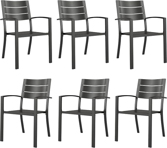 Sophia & William Metal Outdoor Dining Chairs Set of 6 - Stackable Black Patio Chairs, 300lb Capacity
