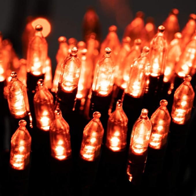 Minetom Halloween String Lights Outdoor, 39Feet 100 LED Waterproof Christmas Lights with 8 Lighting Modes for Halloween Garden Party Christmas Xmas Tree Lights Decor, Orange | 8 Lighting Modes, Connectable, Waterproof, Halloween Tree Lights for Home Do...