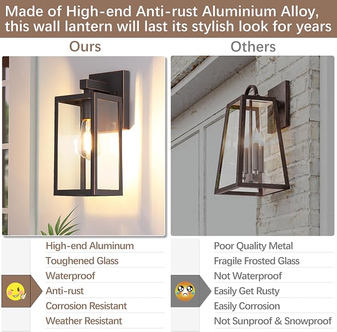 MAXvolador Outdoor Wall Lantern, Large Exterior Waterproof Wall Sconce Light Fixture, Oil Rubbed Bronze Anti-Rust Mount Lights, E26 Porch Patio Lighting | Exterior Waterproof Wall Mount Lamps, Anti-Rust Mount Lights, E26 Socket Porch Patio Lighting fix...