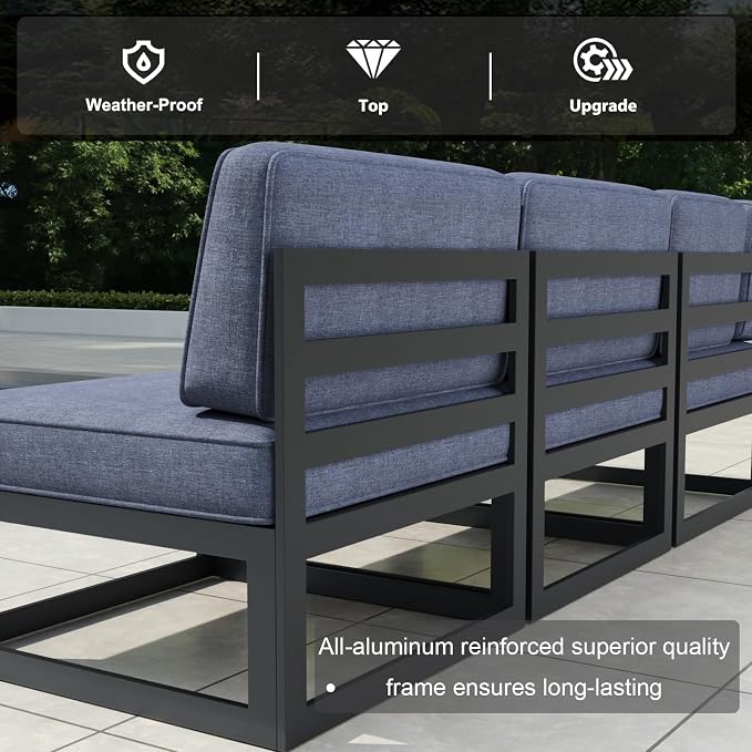 9 Pieces Aluminum Patio Furniture Set with Propane Gas 44" Fire Pit Table, Metal Outdoor Conversation Sofa Set with Seating Cushions