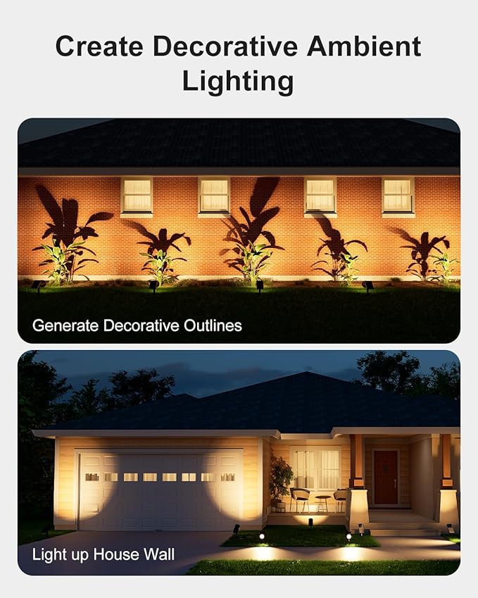 4 Pack Solar Powered Spotlights Waterproof Outdoor for Christmas Decorations, Tree, Santa Claus, Snowman, Christmas Ambient Outdside Spot Landscape Lights for Wall, Garden, Yard, Sidewalk, Warm White