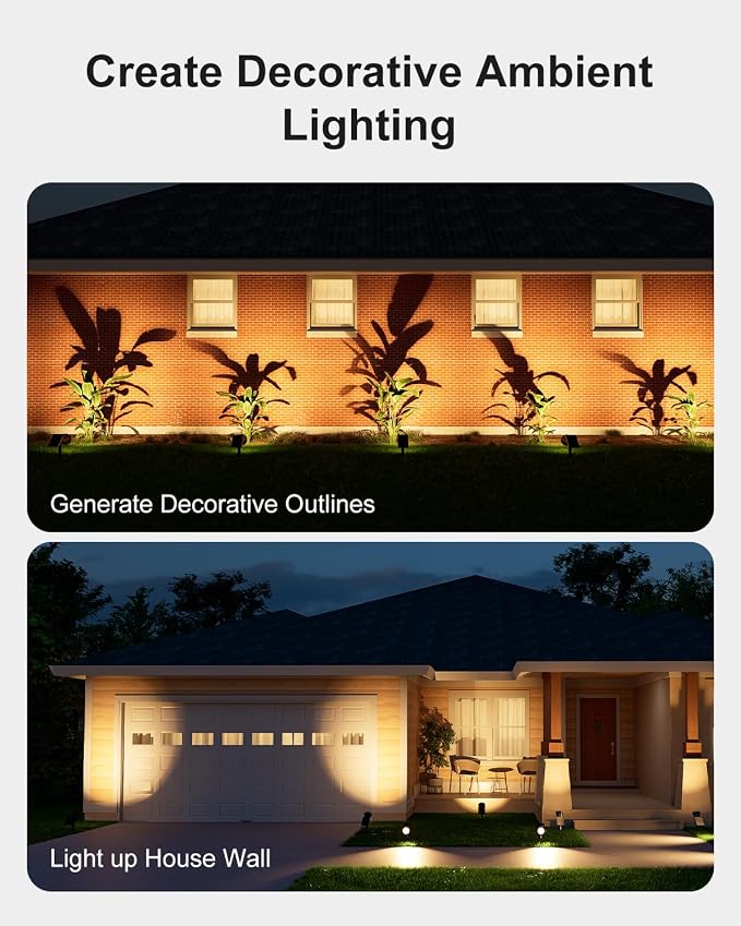 2 Pack Solar Spotlights Outdoor Waterproof for Christmas Hanging, Tree, Wreaths, Snowman, Elk, Adjustable Panel Solar Power Landscape Uplights for Outside Garden, Backyard, Patio, Sidewalk,Warm White
