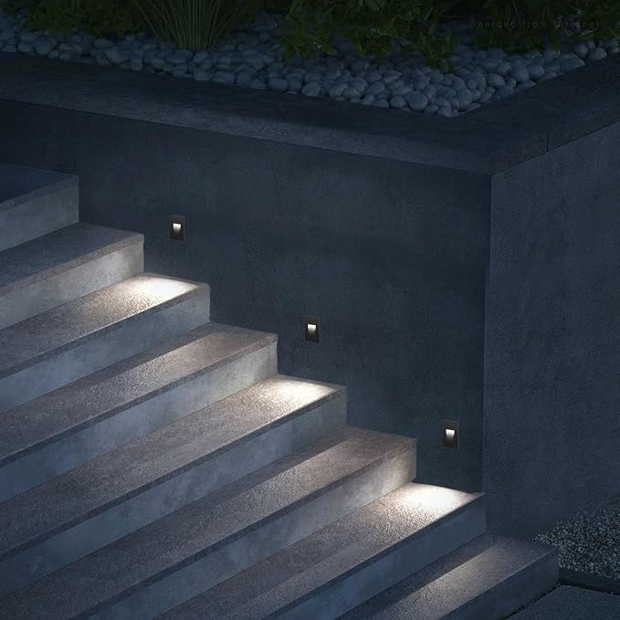 LEONLITE 3-Pack 5CCT 120V LED Step Lights, Vertical, Black | 150LM, 5%-100% Dimmable, CRI90, ETL, Indoor Outdoor Stair Lights, Wet Location, 2700K/3000K/3500K/4000K/5000K, Aluminum