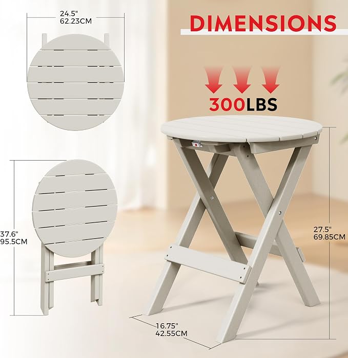 Costaelm Outdoor Bistro Table, Patio Round Portable Folding Bar Height Table Tall Balcony Pub Small High Top for Front Porch Deck, Backyard, Garden, Sand