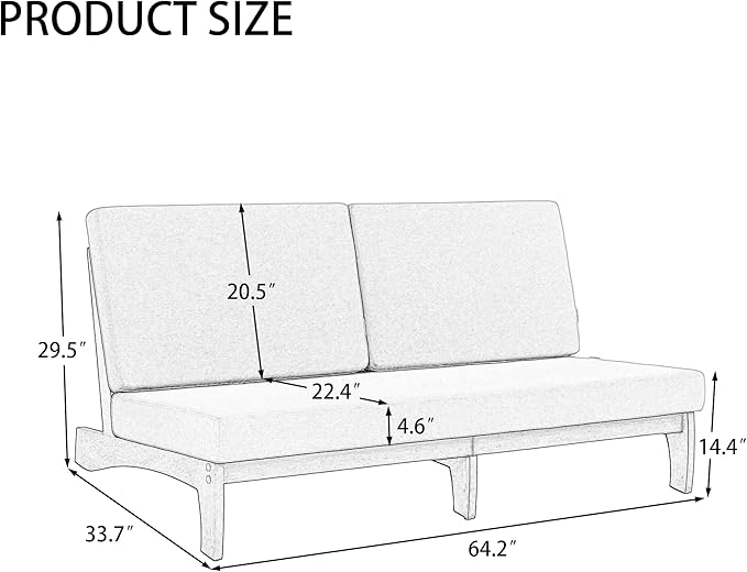 Outdoor Furniture Patio Couch, Weather Resistant 3-Seater Patio Sofa with Removable Cushion, Teak Wood Frame for Porch & Backyard Seating - Navy