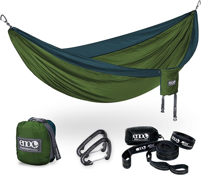 ENO Bundle, Includes the SingleNest Hammock & Atlas Suspension System, Lightweight, Durable Hammock with Straps for Camping, Hiking & Travel, Marine/Cedar