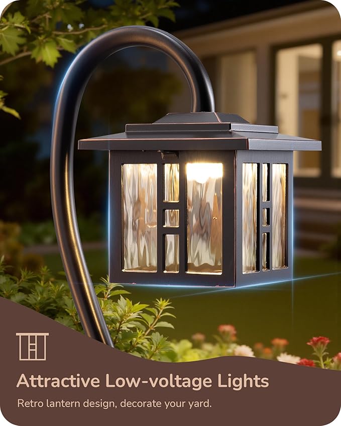 EDISHINE Low Voltage Landscape Lighting, LED Pathway Lights Wired 4 Pack | 3W 185LM, 50,000H, Waterproof Die-Cast Aluminum for Walkway, Driveway, Garden, Path, Yard, Oil-Rubbed Bronze