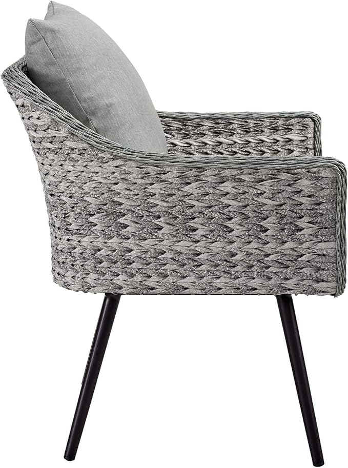 Modway EEI-3177-GRY-GRY-SET Endeavor 4 Piece Outdoor Patio Wicker Rattan Sectional Sofa Set, Gray