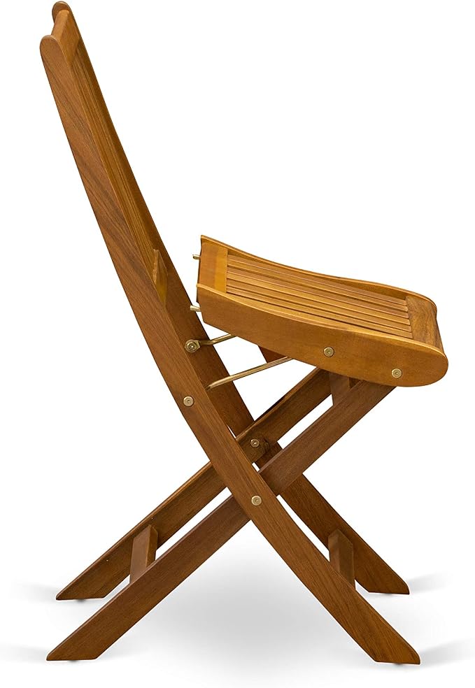 East West Furniture DEDK9CWNA 9 Piece Outdoor Patio Dining Sets Includes a Rectangle Acacia Wood Table and 8 Folding Side Chairs, 40x72 Inch, Natural Oil