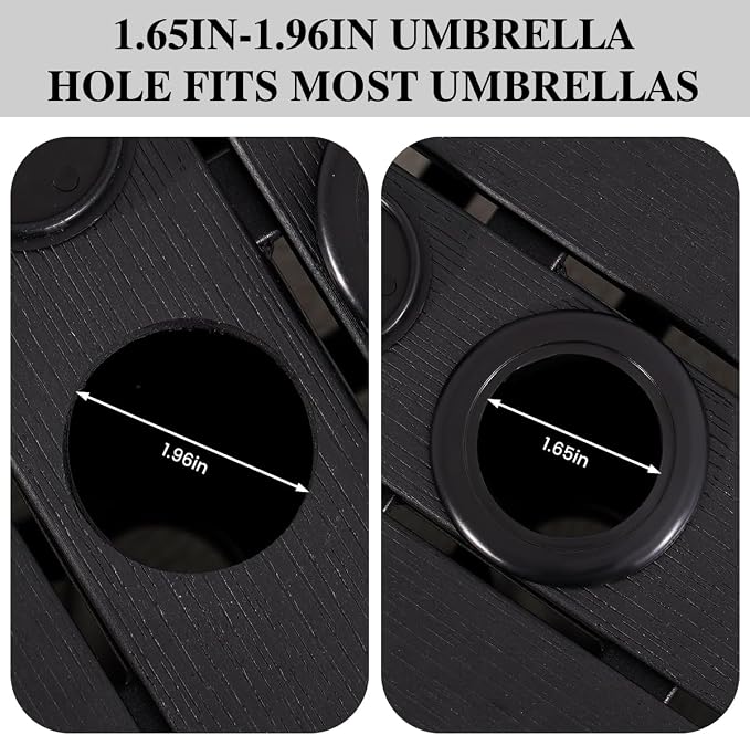 Sundale Outdoor Umbrella Stand with 2 Weight Bags, Patio 22 in Wicker Side Table with Umbrella Hole, All Weather Small Rattan Umbrella Base for Deck Yard Poolside Porch, Black