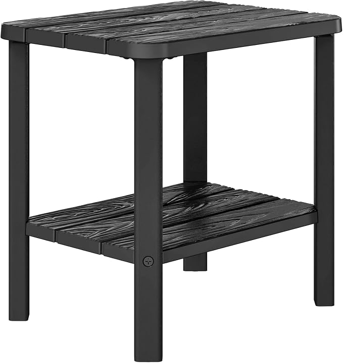 KAMABOKO Outdoor Side Table for Patio, 2-Tier Adirondack End Table 16" HDPE Waterproof Square Storage All-Weather Table for Lawn, Pullside, Beach and Indoor