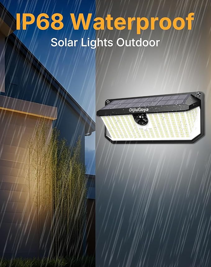 466 LEDs Solar Security Lights Outdoor with Motion Sensor, 2-Pack | 4000LM, Waterproof, 270° Wide-Angle Lighting, 3 Adjustable Modes, Easy Installation for Security, Patio, Fence, Deck, Garage