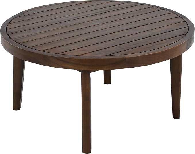 Christopher Knight Home Lalulu Outdoor Loveseat Sofa and Coffee Table Set, Acacia Wood Patio Furniture Set with Cushion, Solid Wood Outdoor Conversation Set, Dark Brown+Beige