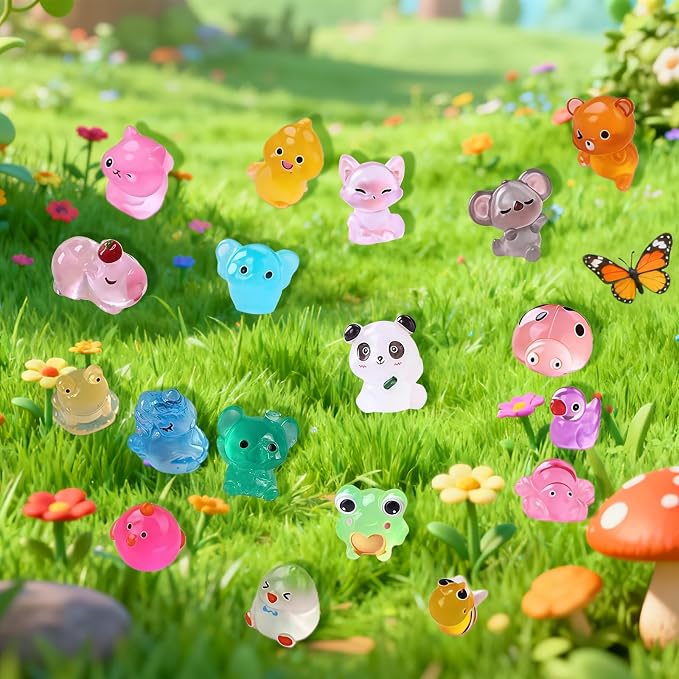 Mini Glow In The Dark Animal Resin Models, Resin Animals Mystery Bags, Individually Wrapped Blind Bags Tiny Animal Figurines, Collectible Mini Animals For Fairy Garden, DIY Crafts (100, animals)