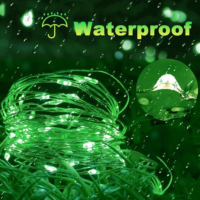 Lomotech Solar Fairy Lights Outdoor, 2 Pack Total 66ft 200 LED,Green | Solar String Lights Waterproof 8 Modes Twinkle Lights for Outdoor, Patio, Garden, Yard, Party, Wedding, Tree Decoration