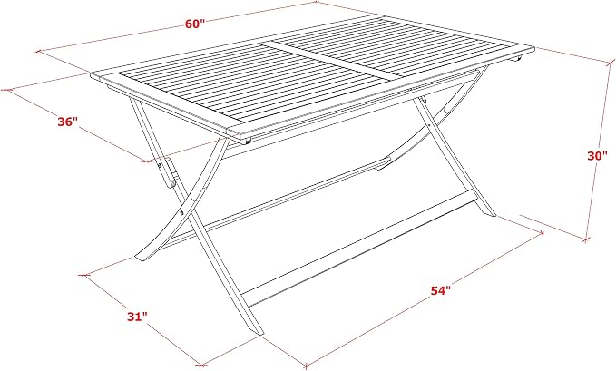 East West Furniture AEHD5CANA 5 Piece Patio Dining Set Consist of a Rectangle Outdoor Acacia Wood Dining Table and 4 Folding Arm Chairs, 36x60 Inch, Natural Oil