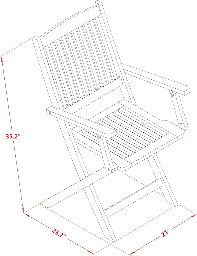 East West Furniture MNCM3CANA 3 Piece Folding Patio Bistro Sets Outdoor Set Contains a Round Acacia Wood Coffee Table and 2 Folding Arm Chairs, 30x30 Inch, Natural Oil