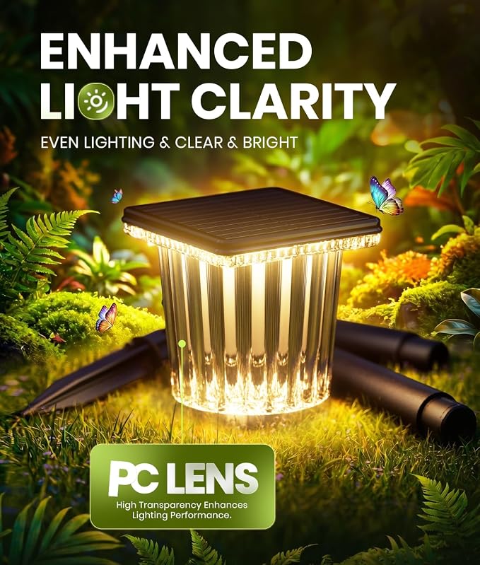 Super Bright Solar Pathway Lights Outdoor, Solar Walkway Lights Adjustable Warm&Cool White, Solar Lights Outdoor Waterproof IP65, Auto On/Off Solar Garden Landscape Lighting for Driveway/Lawn-8 Pack