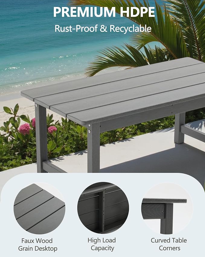 HDPE Outdoor Patio Furniture Set, 6-Piece Sofa Set with Loveseat Couch, 2 Armchairs,Side Table & Coffee Table, Weatherproof Conversation Set with Cushions,for Garden, Porch & Backyard