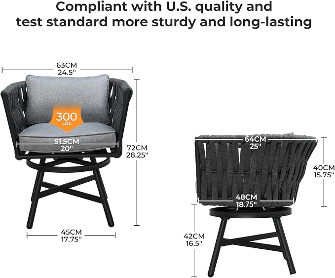 Grand patio 11-Piece Outdoor Dining Set for 10, Patio Dining Furniture Set for 10 Swivel Rope Wicker Chairs & 1 Extendable Rectangular Dining Table, Dark Grey