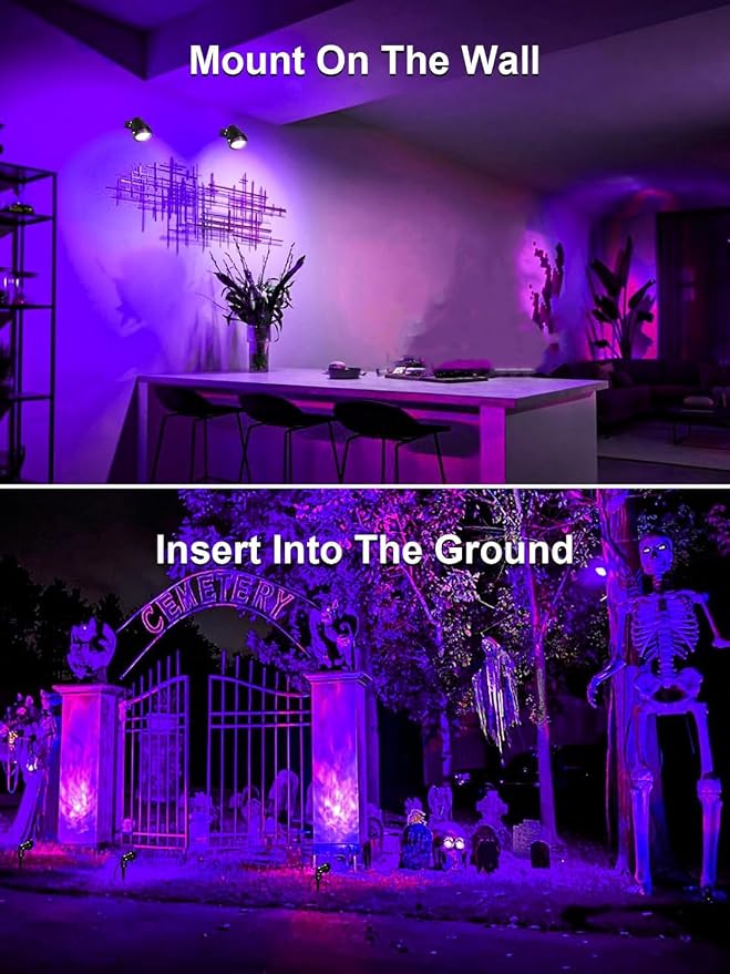 ZUCKEO Halloween Black Light Spotlight Outdoor LED Blacklight, 15W Waterproof Spot Lights Landscape Lighting with US Plug for Glow Party Body Paint Fluorescent Poster Bar Yard Garden Decor(1Pack)