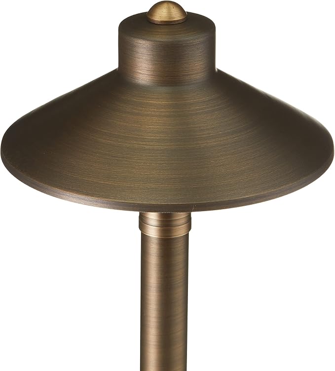 VOLT 12V Flat Hat (7"" Shade) 2700K LED Path Light 6-Pack Kit, Bronze | Solid Brass Fixtures, 150W Low Voltage Transformer, 3W G4 LED Bulbs Produce 300 Lumens of Warm White Light