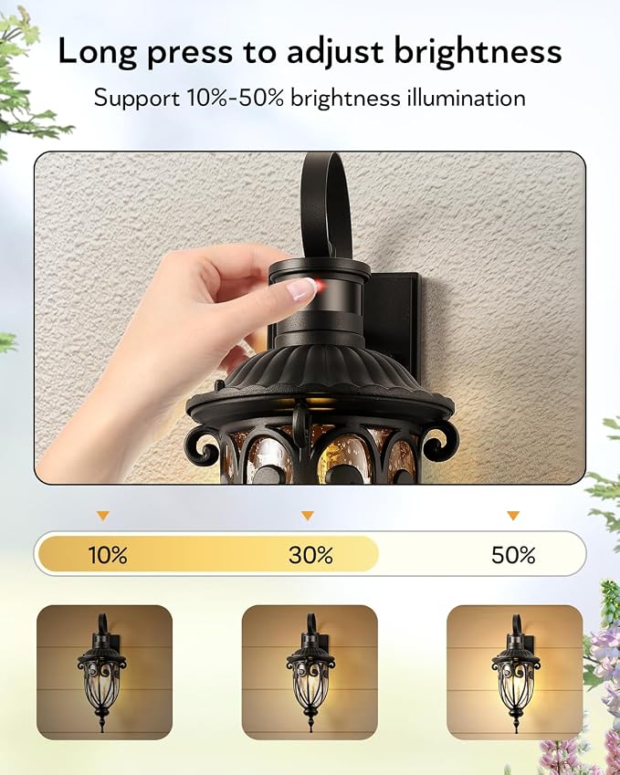 VIANIS Motion Sensor Outdoor Lights, Black Motion Lights for Outside, Dusk to Dawn Outdoor Light Fixtures with Seed Glass, 100% Aluminum Exterior Lighting Fixtures with House, Garage, Porch, Doorway