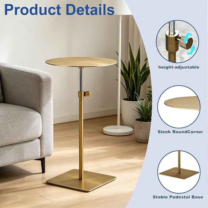 Stainless Steel Round Dining Table - 50cm Metal Breakfast Bar & Coffee Side Table for Outdoor Patios, Cafes, Restaurants & Dessert Shops - Stylish & Durable Side Tables