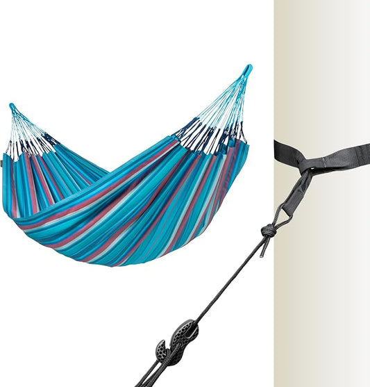 LA Siesta Brisa Classic Hammock with Suspension Tree Straps, Handmade, Weather-Resistant, Tear-Resistant Hammock for Indoor & Outdoor Relaxation, Size-King - Wave