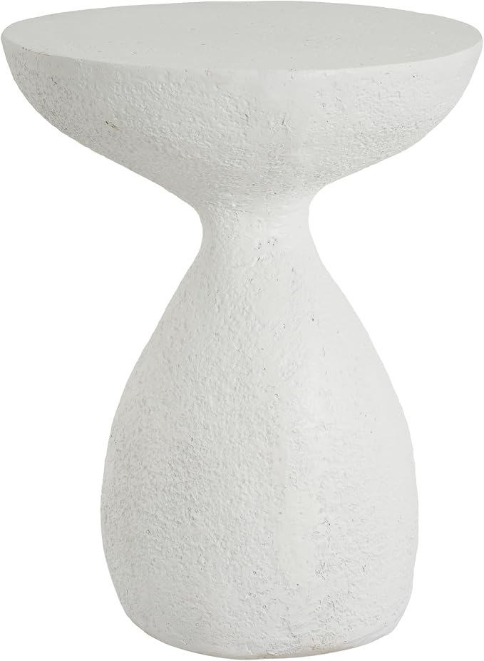Christopher Knight Home Piper Vase-Shaped MGO Outdoor Side Table, Square Accent Table with Stone-Like Texture, Weather Resistant Small End Table with Hourglass Design for Indoor/Outdoor Usage, White