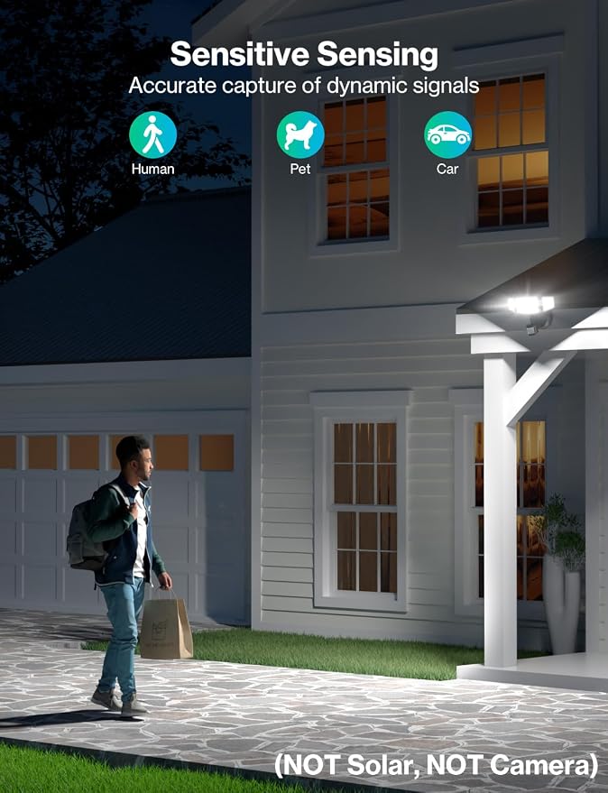 iMaihom 50W Motion Sensor Outdoor Lights, 5000LM Hardwired Motion Sensor Flood Light, Dusk to Dawn Outdoor Lighting, 6500K LED Security Light, IP65 Waterproof Motion Detector Lights for Outside, Black